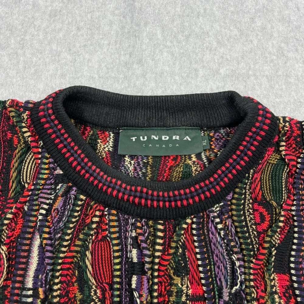 VTG Tundra Sweater Men's‎ XL Multi Chunky 3D Knit Textured Coogi Crew Sweater - Picture 2 of 10